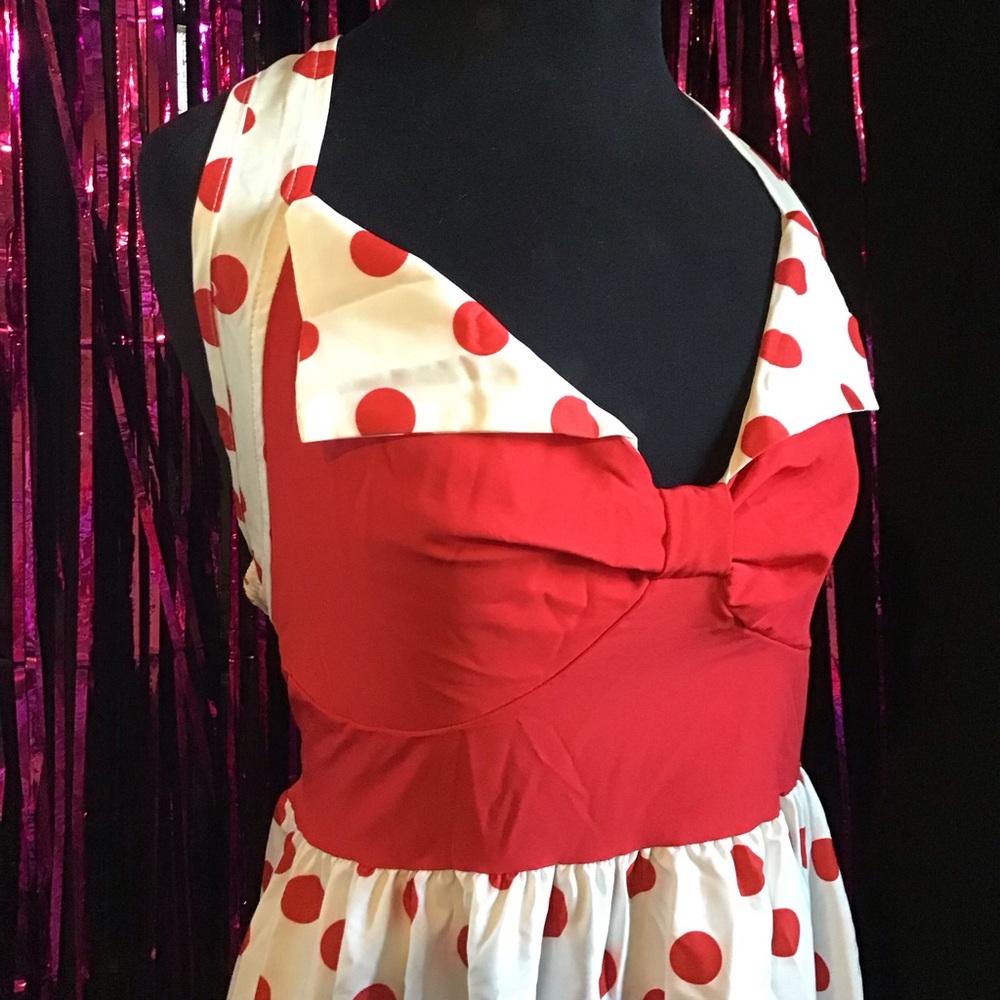 NWOT Retro Red and White Polka Dot Dress - Picture 3 of 3